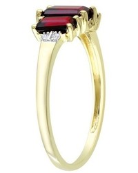 002 Ct Tw Diamond With 1 58 Ct Tw Garnet 4 Prong Ring In 10k Yellow Gold