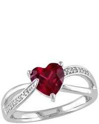 161 Ct Tw Simulated Ruby And 051 Ct Tw Diamond Pave Set Ring In Sterling Silver