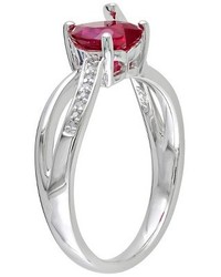 161 Ct Tw Simulated Ruby And 051 Ct Tw Diamond Pave Set Ring In Sterling Silver