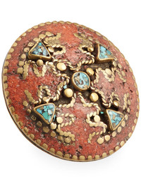 Devon Leigh Antiqued Turquoise Coral Statet Ring