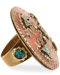 Devon Leigh Antiqued Turquoise Coral Statet Ring