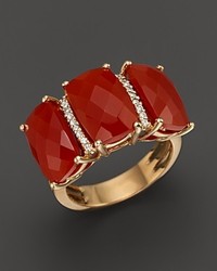 Bloomingdale's 14k Yellow Gold Diamond Red Agate Cushion Ring