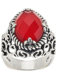 Carolyn Pollack Red Coral Doublet Sterling Ring