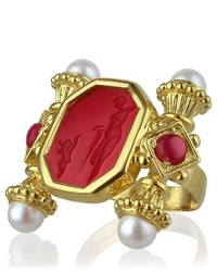 Tagliamonte Classics Collection Pearls Rubies 18k Gold Ring