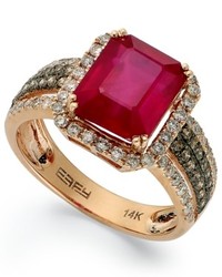 EFFY Collection Red Velvet By Effy Ruby Emerald Cut Ring In 14k Rose Gold