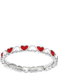 jcpenney Fine Jewelry Personally Stackable Red White Enamel Stackable Heart Ring