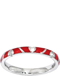 jcpenney Fine Jewelry Personally Stackable Sterling Silver Red Enamel Heart Ring