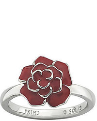 jcpenney Fine Jewelry Personally Stackable Sterling Silver Red Enamel Rose Ring
