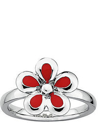 jcpenney Fine Jewelry Personally Stackable Sterling Silver Red Flower Stackable Ring