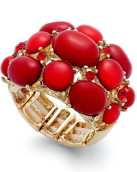 Style&co. Gold Tone Red Stone Bubble Stretch Ring