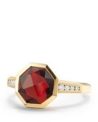 David Yurman Guilin Octagon Ring With Garnet And Diamonds In 18k Gold