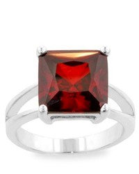 Kate Bissett Silvertone Dark Red Cubic Zirconia Solitaire Ring