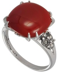 Lavish By Tjm Sterling Silver Red Agate Ring Made With Swarovski Marcasite