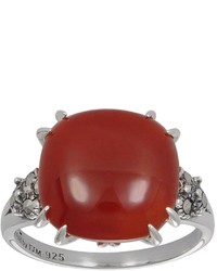 Lavish By Tjm Sterling Silver Red Agate Ring Made With Swarovski Marcasite