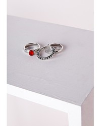Missguided Multi Stacking Ring Set Silver