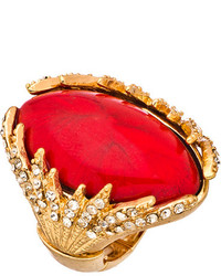 Blu Bijoux Red Austrian Crystal Gold Cocktail Ring