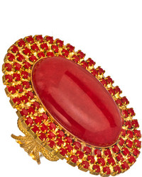 Liz Palacios Red Caboche And Gold Cocktail Ring