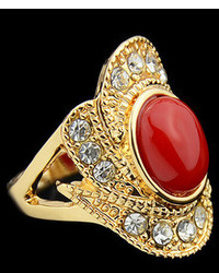 Red Gemstone Gold Diamond Ring