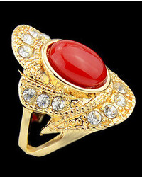Red Gemstone Gold Diamond Ring