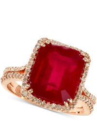 EFFY Rosa By Emerald Cut Ruby Ring In 14k Rose Gold