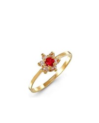 VistaBella Fashion 14k Yellow Gold White Red Cz Star Ring