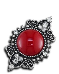VistaBella Fashion Cz Diamond Red Bead Vintage Adjustable Ring