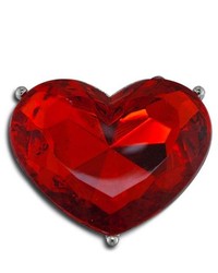 VistaBella Fashion Red Cz Diamond Heart Adjustable Ring