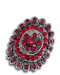 VistaBella Fashion Red Cz Diamond Oval Cluster Adjustable Ring
