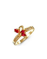 VistaBella New 14k Yellow Gold Red White Cz Fashion Ring