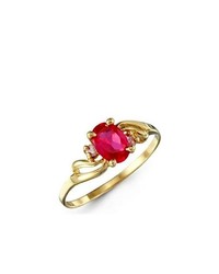 VistaBella White Red Oval Cz 14k Yellow Gold Fashion Ring