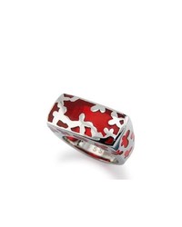 West Coast Jewelry Stainless Steel Ring With Red Resin Inlay Size 5