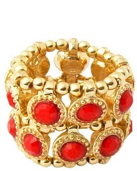 Zirconite Stretch Ring With Crystals Red Coral