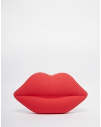 Lulu Guinness Rubber Lips Clutch In Red