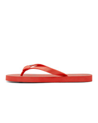 VERSACE JEANS COUTURE Red Logo Flip Flops