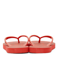 VERSACE JEANS COUTURE Red Logo Flip Flops