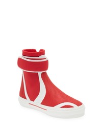 Burberry Freshney High Top Sneaker In Bright Red White At Nordstrom
