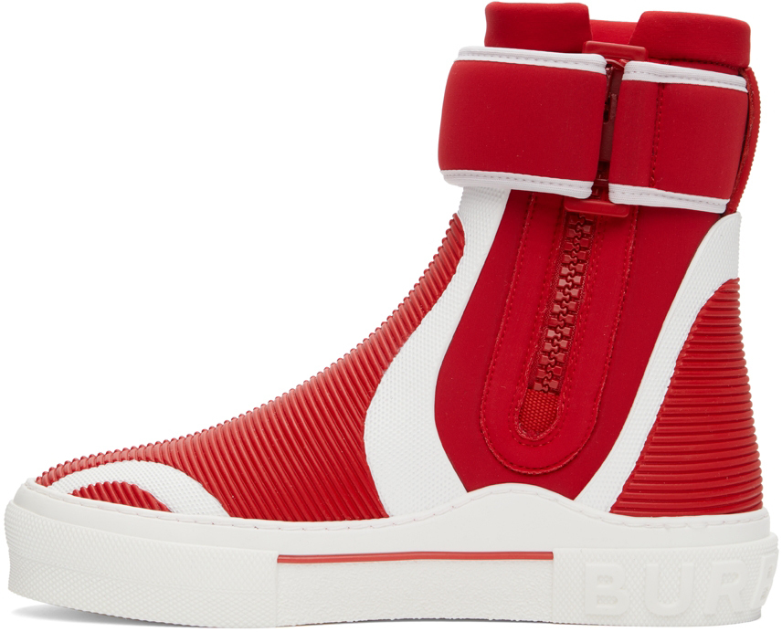 Burberry Red Sub High Top Sneakers, $890 | SSENSE | Lookastic