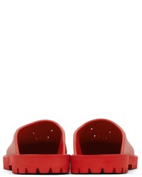 Gucci Red Rubber Gg Slip On Loafers