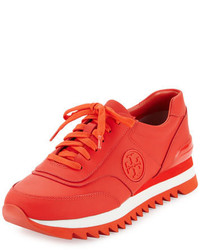 Tory Burch Sawtooth Logo Trainer Sneaker Poppy Red