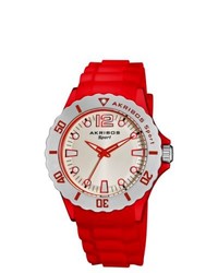Akribos XXIV Luminous Quartz Silicon Red Strap Watch