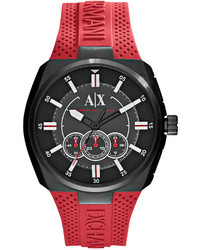 Ax Armani Exchange Chronograph Red Silicone Strap Watch 48mm Ax1803