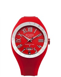 Boxer Milano Roman Numerals Luminous Red Extra Soft Rubber Date Watch
