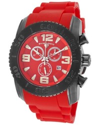 Swiss Legend Commander Chrono Red Silicone And Dial Gunmetal Ip Steel Case