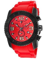Swiss Legend Commander Chronograph Red Silicone And Dial Black Bezel