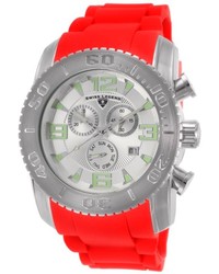 Swiss Legend Commander Chronograph Red Silicone Silver Tone Dial