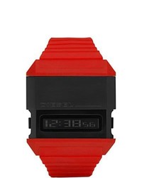 Diesel Dz7198 Red Rubber Quartz Watch With Digital Dial