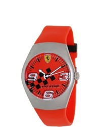 Ferrari Fw01 Red Rubber Analog Quartz Watch With Red Dial