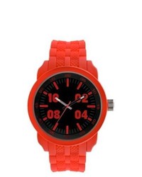 Geneva Watch Group Mossimo Black Rubber Strap With Black Dial Watch Neon Red
