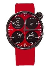Meccaniche Veloci W122k142379017 Quattro Valvole Automatic Black Pvd Titanium Red Dial Rubber Day Date Watch