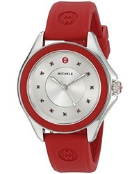 Michele Cape Quartz Stainless Steel And Silicone Dress Watch Colorred